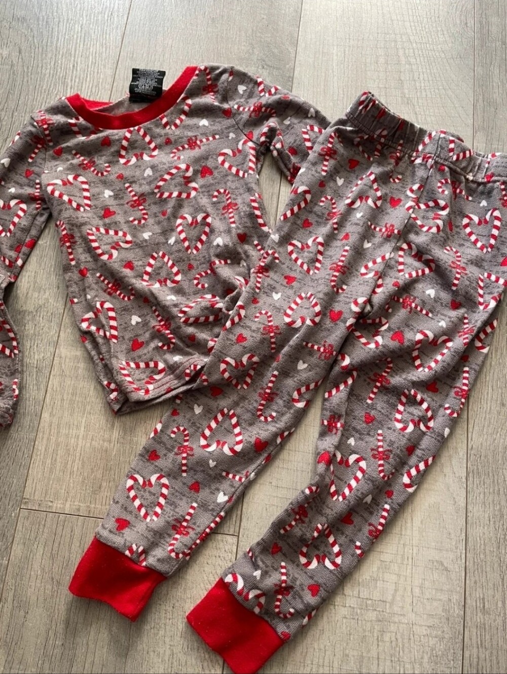 PJ's & Presents Holiday Candy Cane Hearts Pajama Set - Size 4T